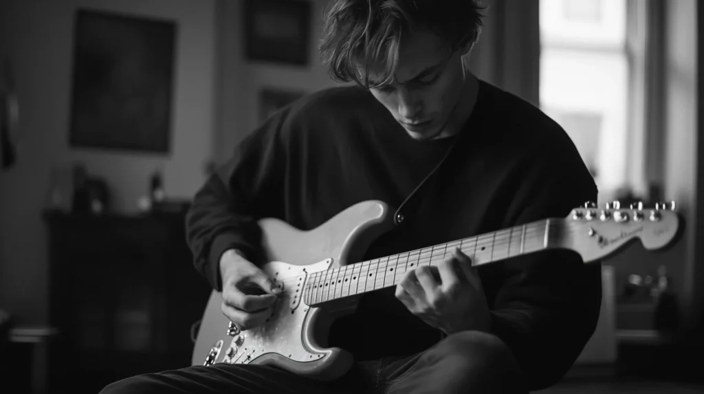 Sad guitar player