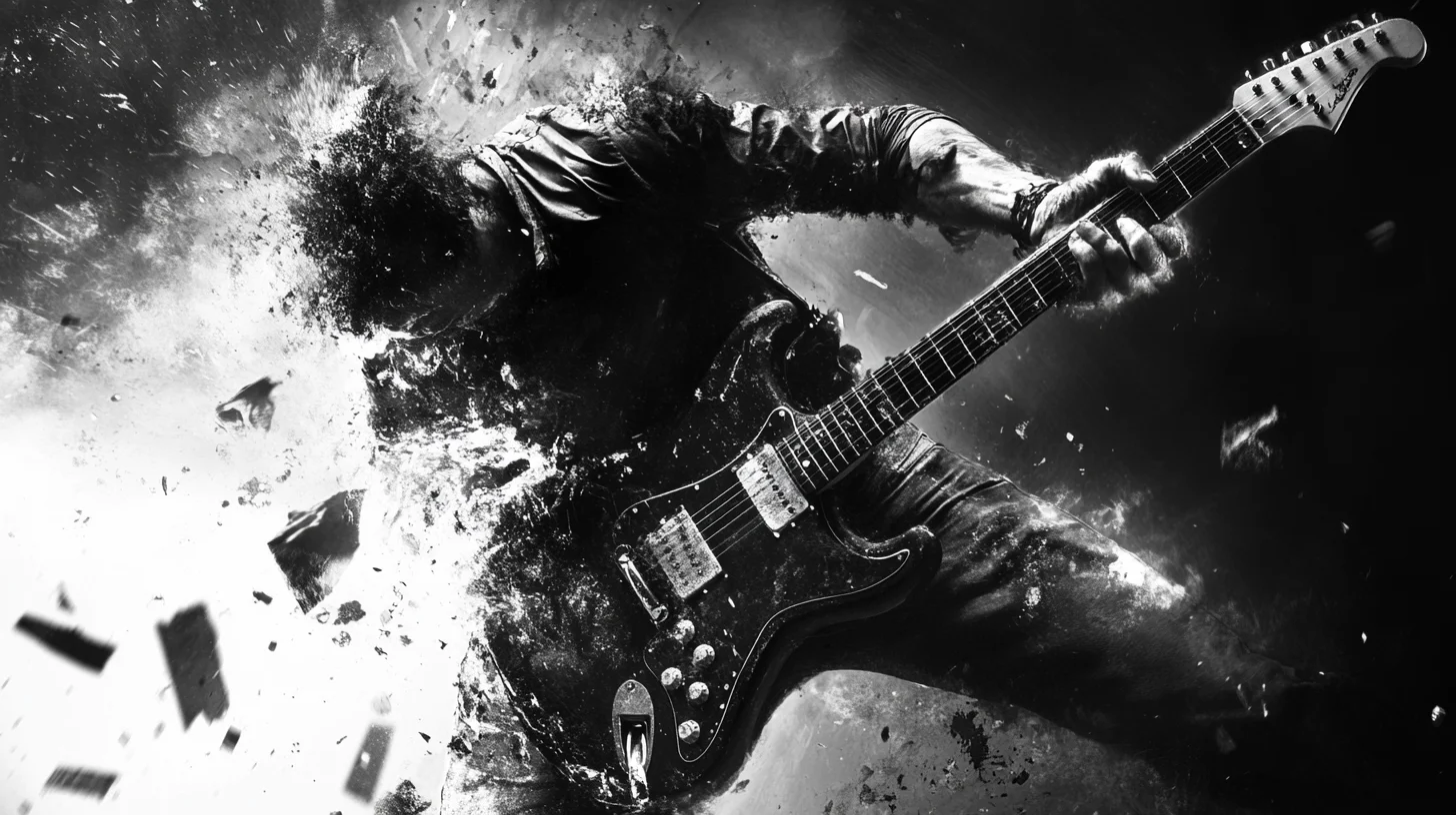 Thrashing a guitar