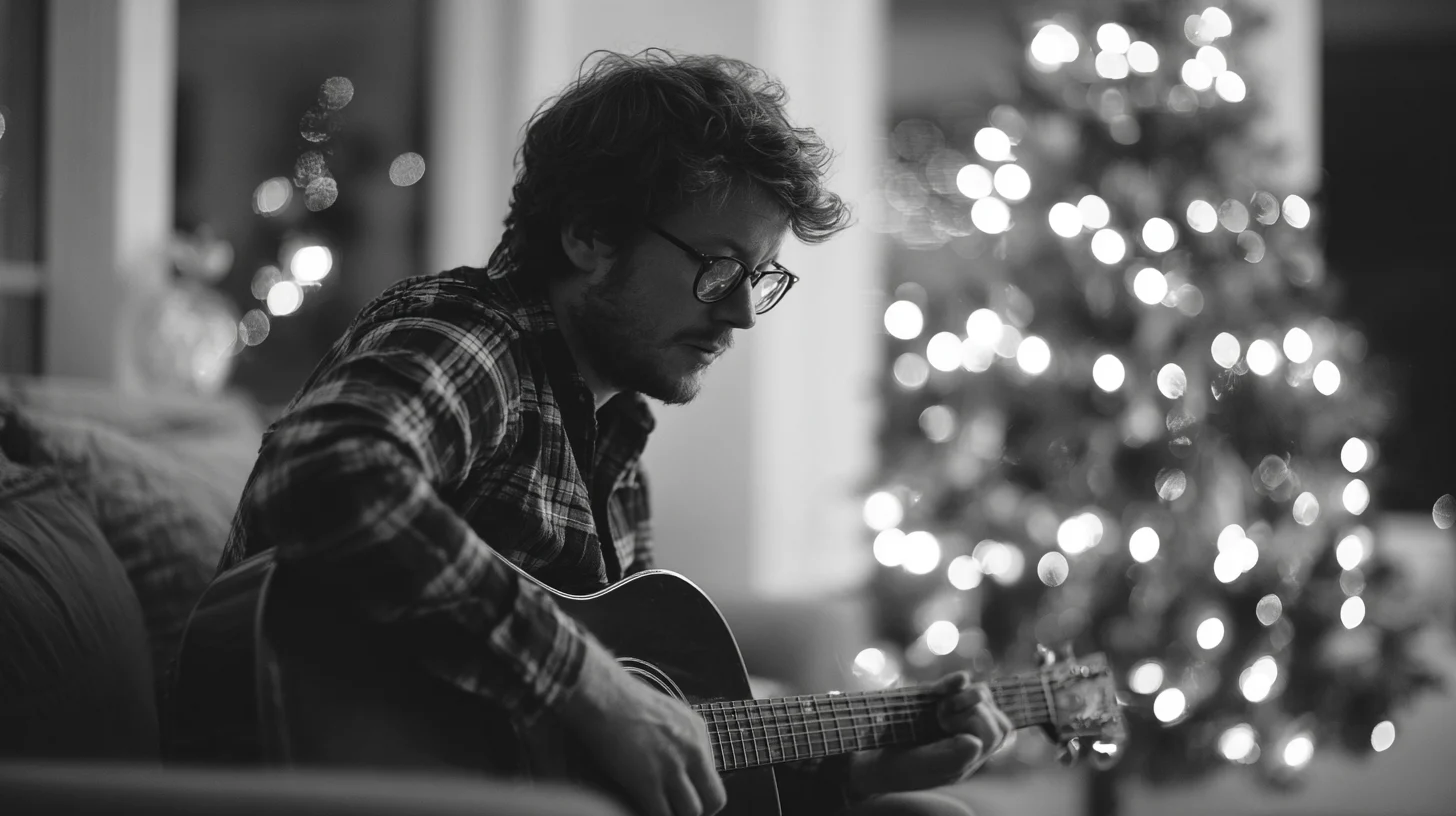 Album - A Minor Holiday, playing the guitar at the Xmas tree