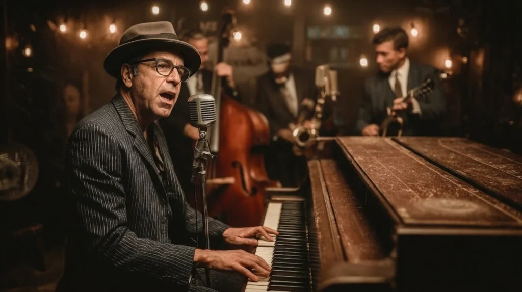 Sven is playing the piano in a jazz quartet (AI)